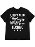 Techno Music Therapy Graphic Tee - Black Cotton T-Shirt