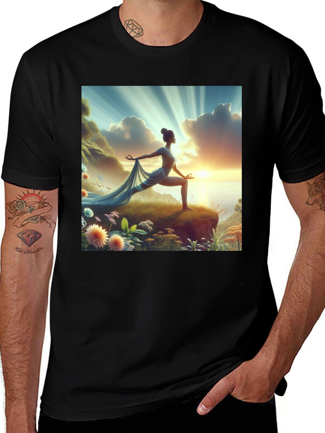Yoga Pose Nature Art T-Shirt - Spiritual Graphic Tee