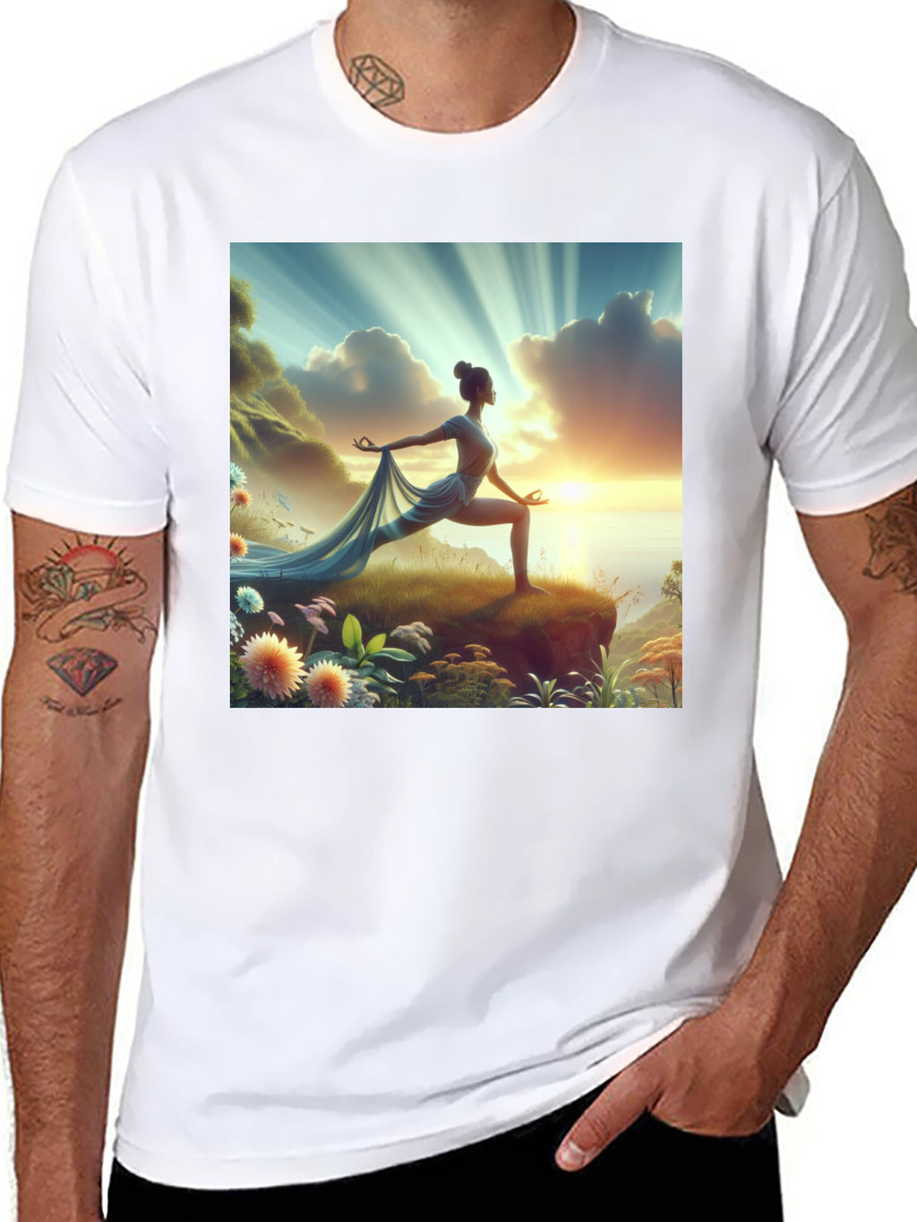 Yoga Pose Nature Art T-Shirt - Spiritual Graphic Tee