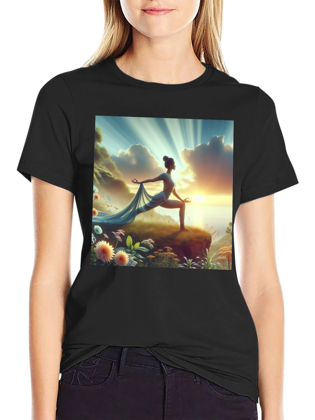 Yoga Pose Nature Art T-Shirt - Spiritual Graphic Tee