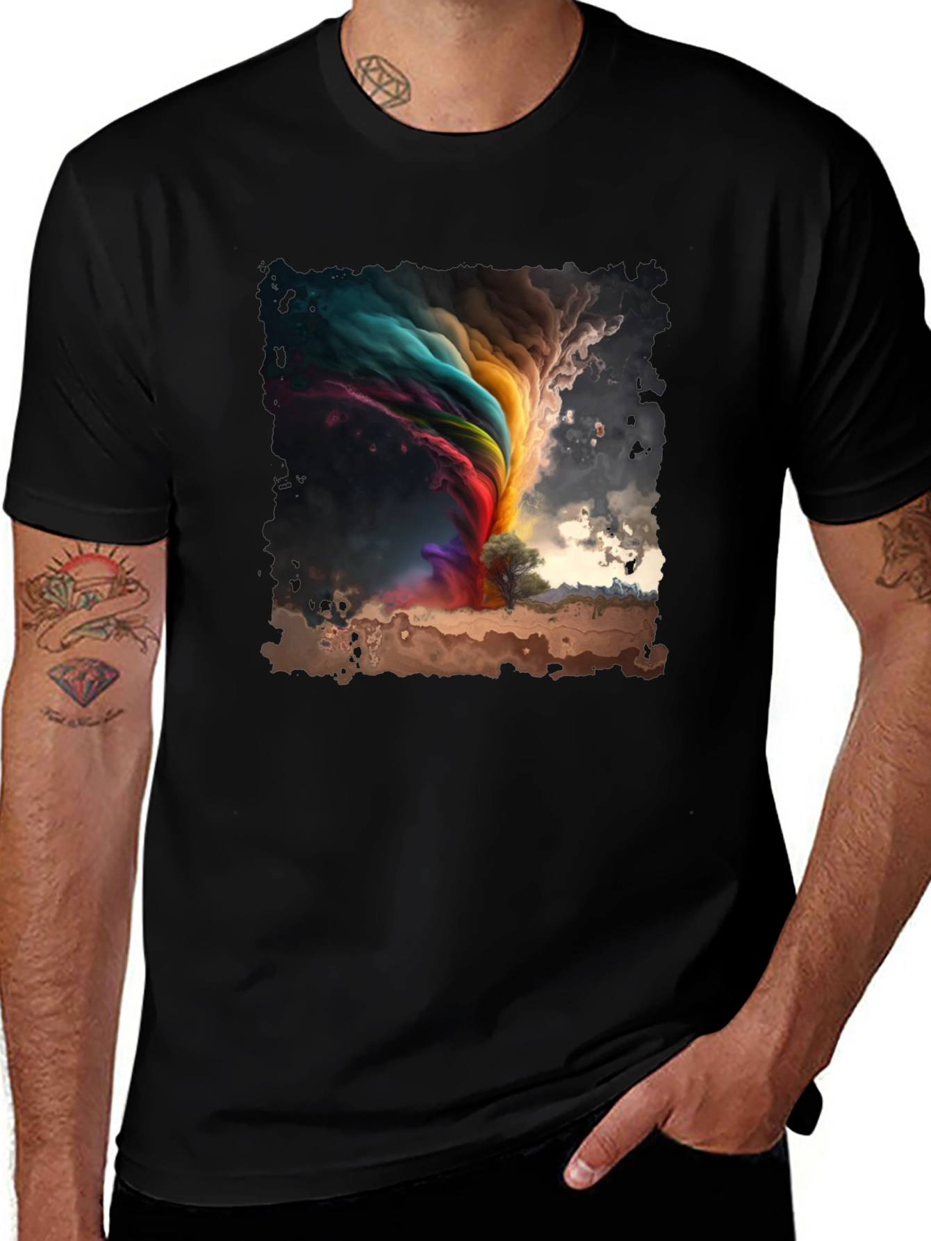 Rainbow Tornado Graphic Tee - Stylish Comfort