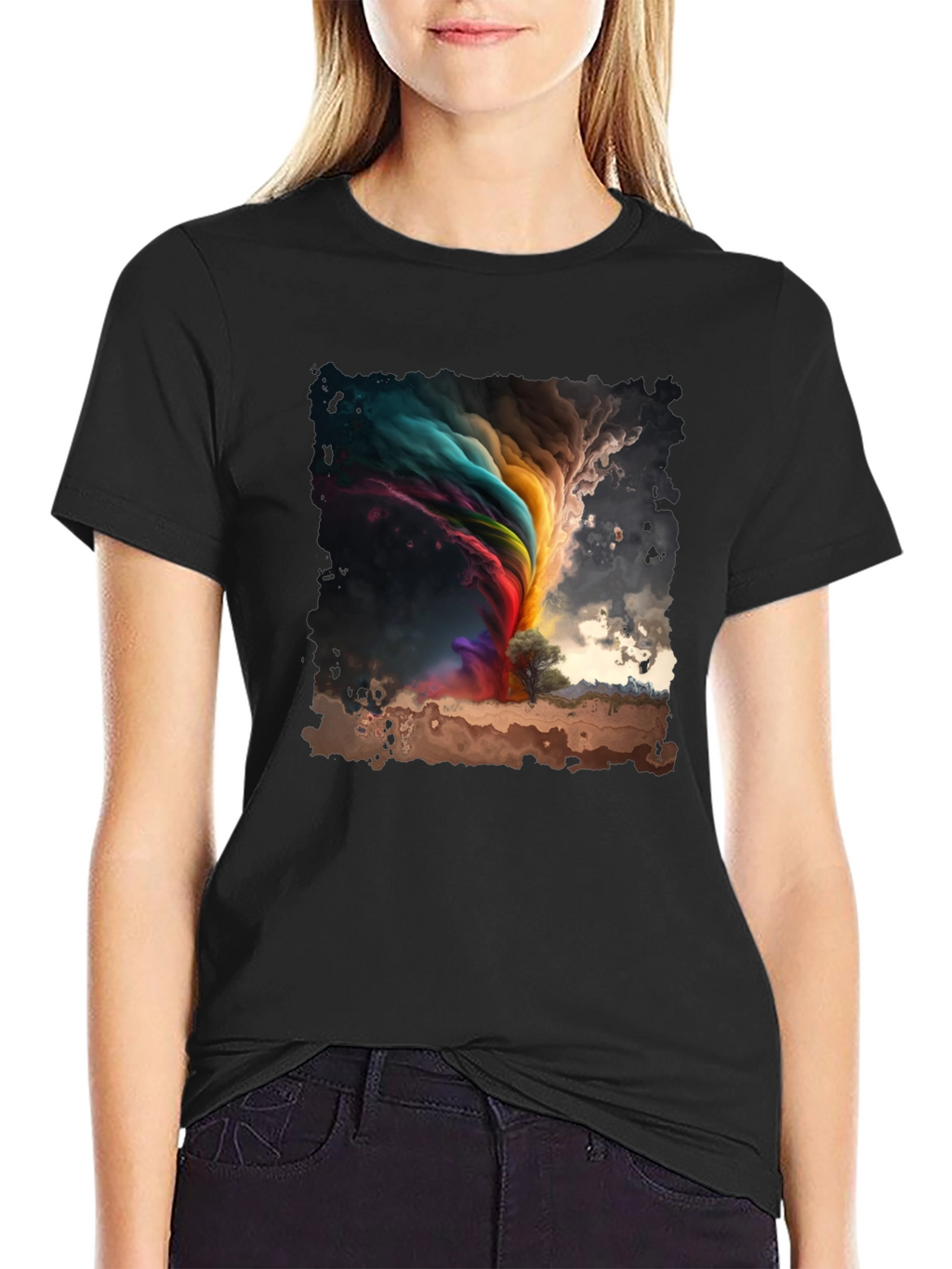 Rainbow Tornado Graphic Tee - Stylish Comfort