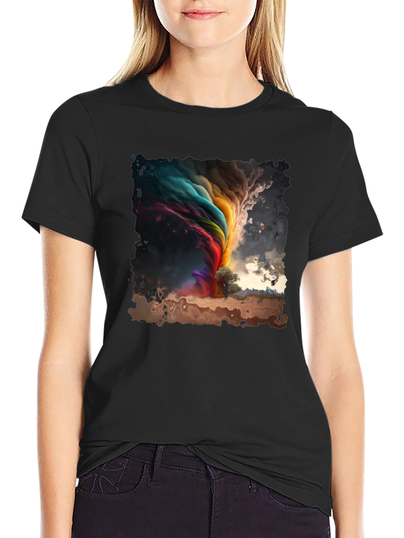 Rainbow Tornado Graphic Tee - Stylish Comfort