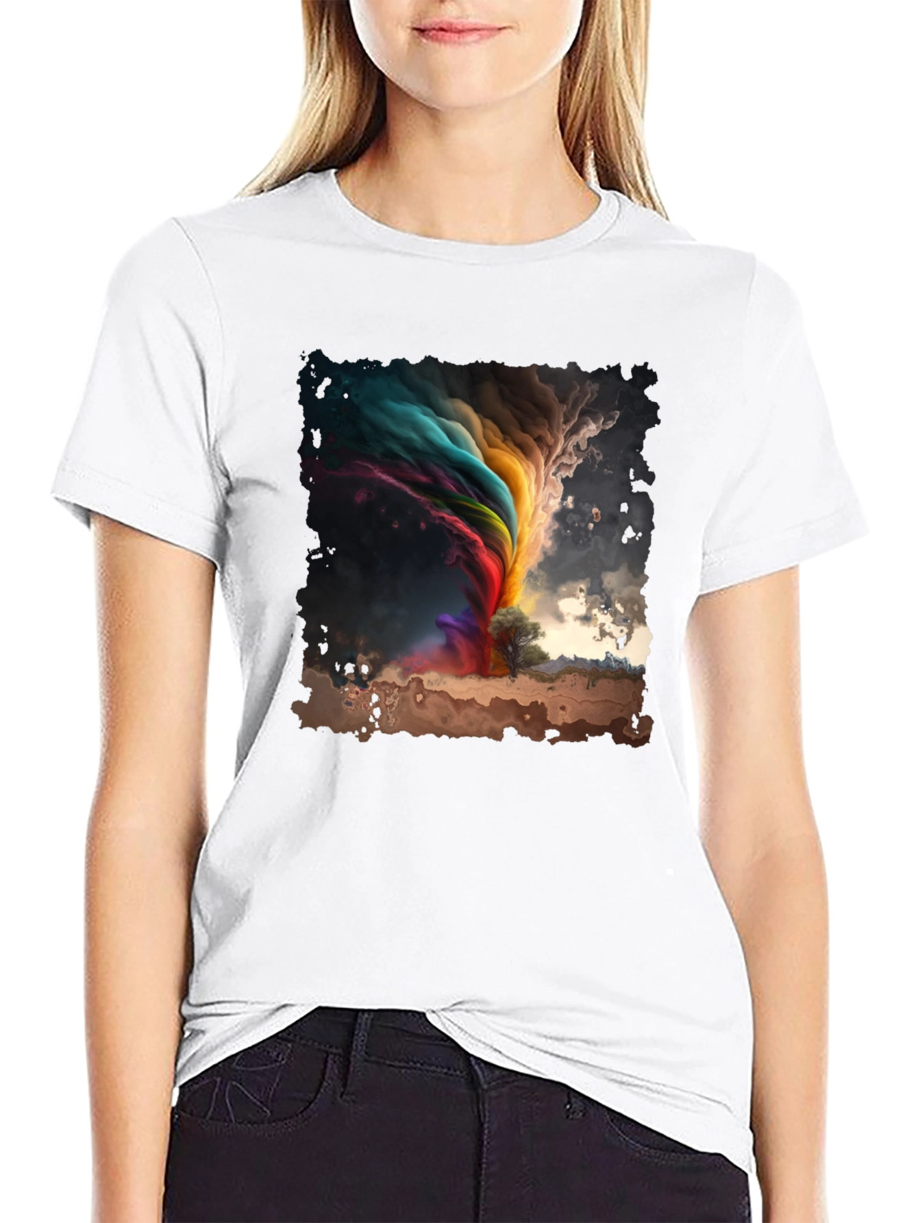 Rainbow Tornado Graphic Tee - Stylish Comfort