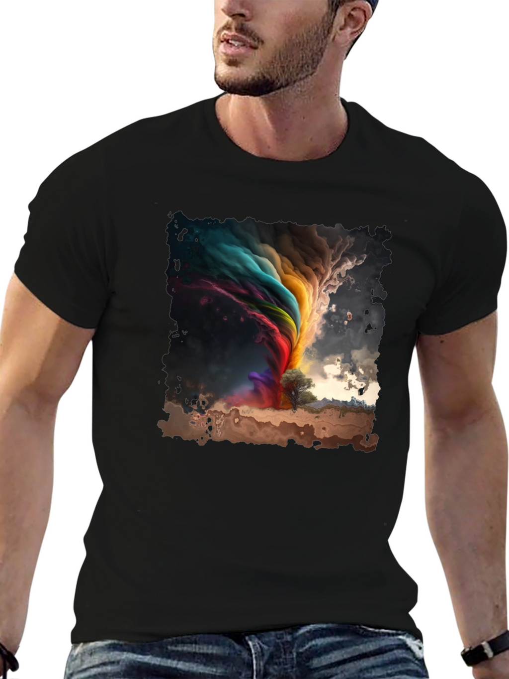 Rainbow Tornado Graphic Tee - Stylish Comfort
