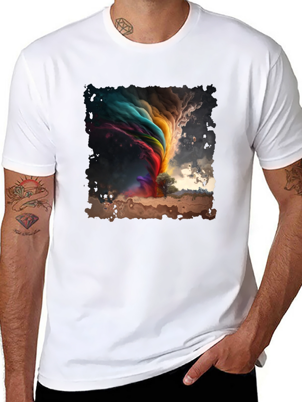 Rainbow Tornado Graphic Tee - Stylish Comfort