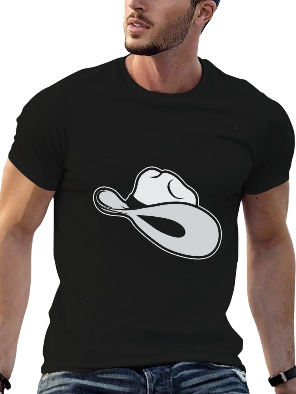 Black Cowboy Hat T-Shirt: Casual Graphic Tee