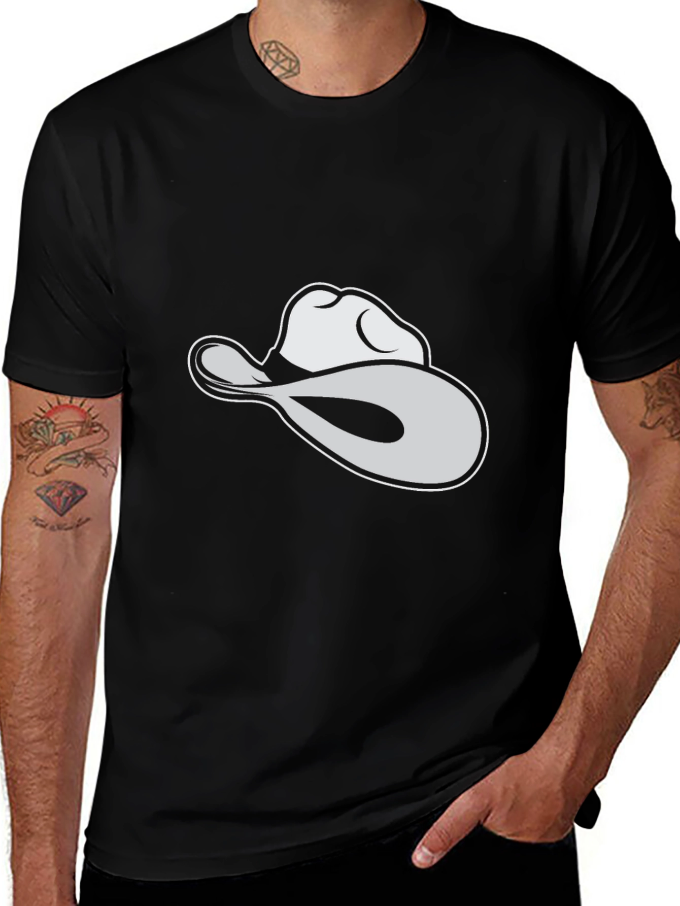 Black Cowboy Hat T-Shirt: Casual Graphic Tee