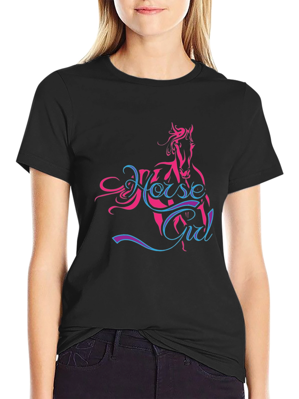 Horse Girl Tee - Black Graphic T-Shirt