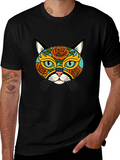 Sugar Skull Cat Graphic Tee - Black
