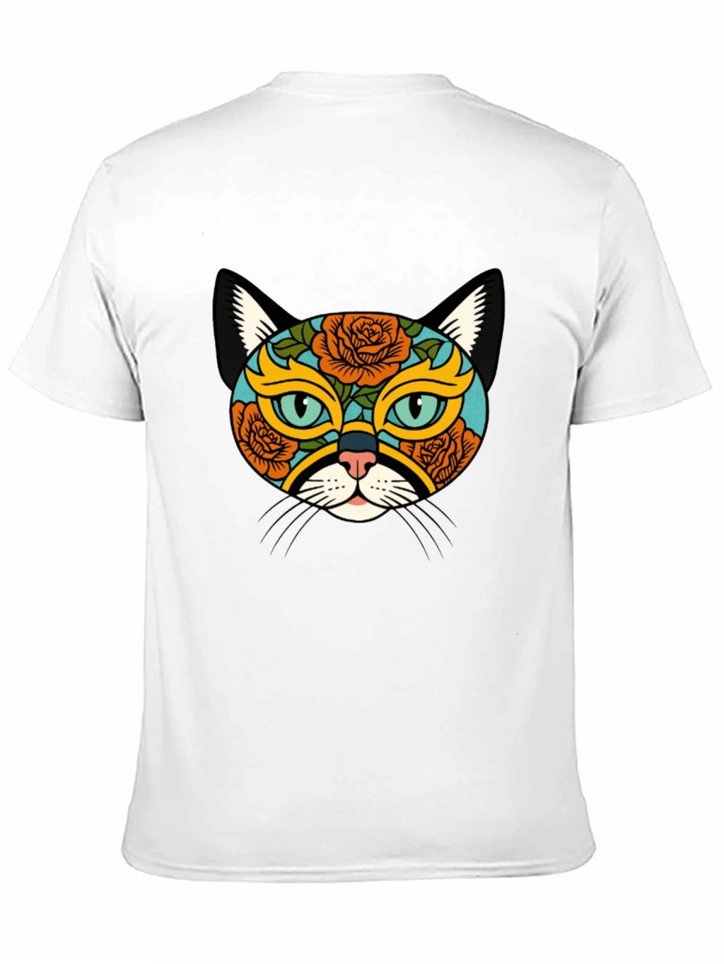 Sugar Skull Cat Graphic Tee - Black