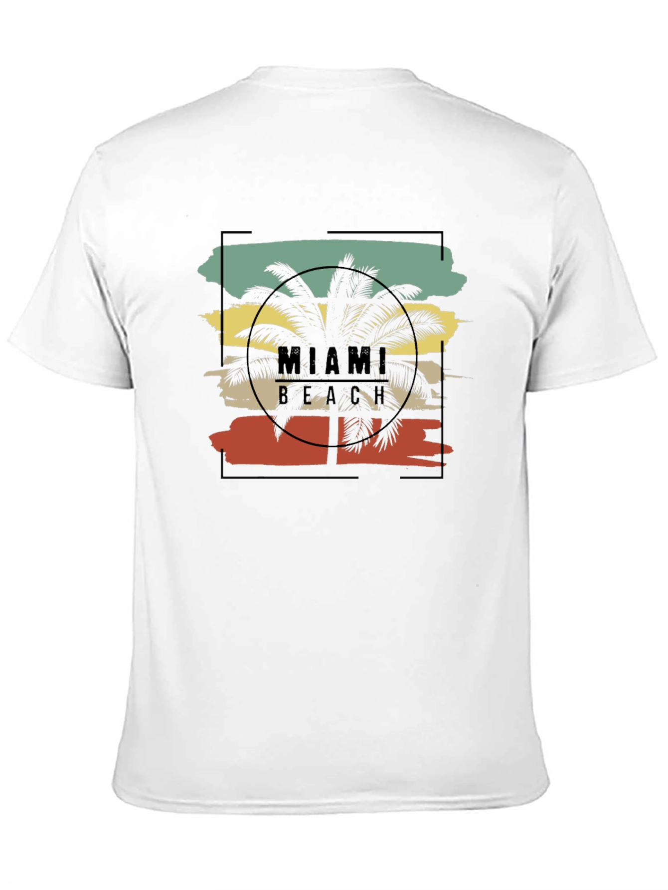 Miami Beach Palm Tree Black T-Shirt