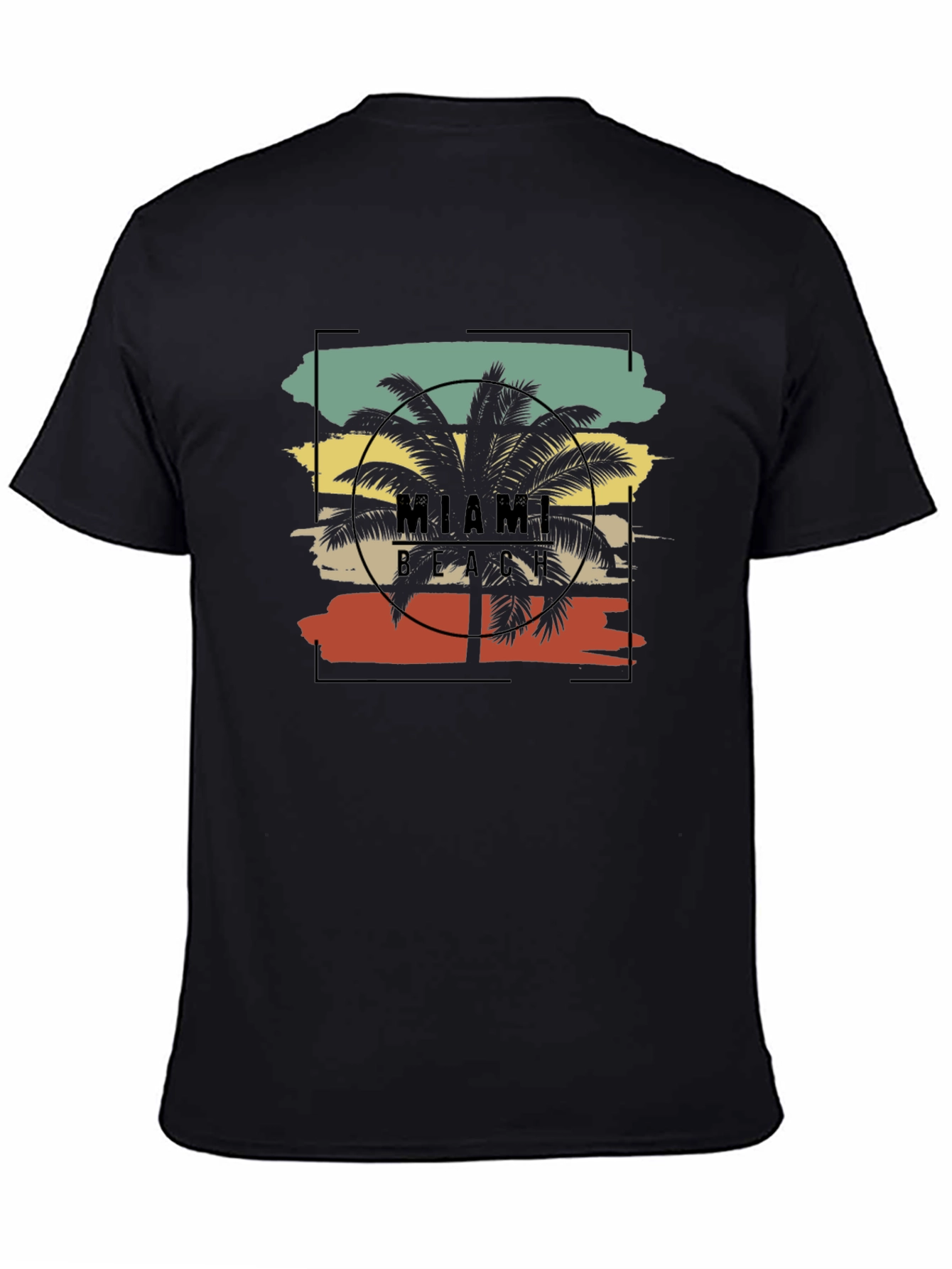 Miami Beach Palm Tree Black T-Shirt