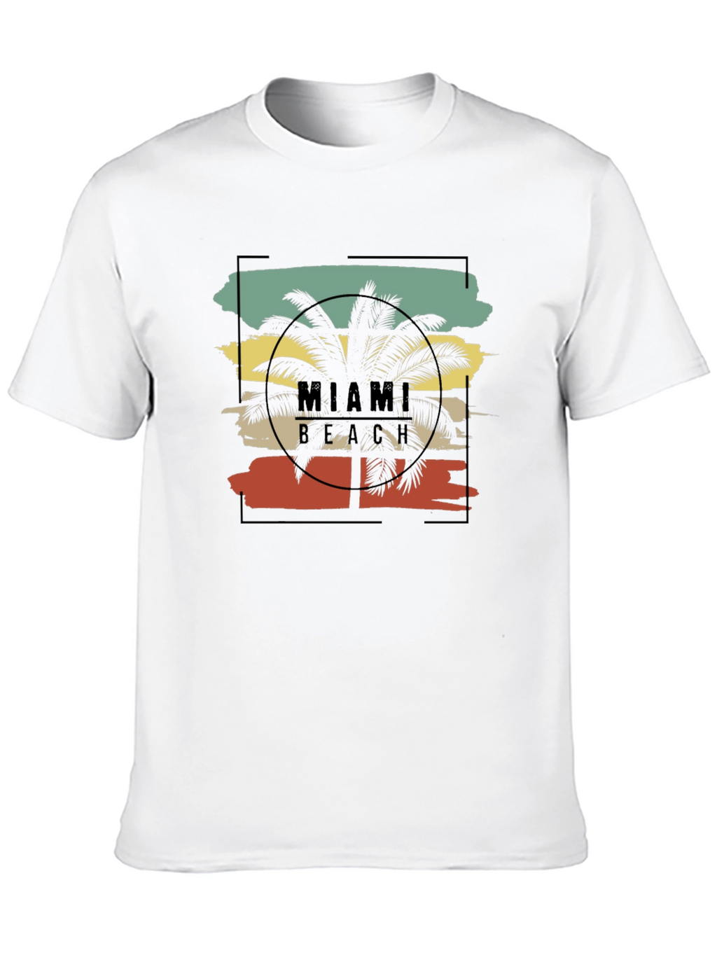 Miami Beach Palm Tree Black T-Shirt