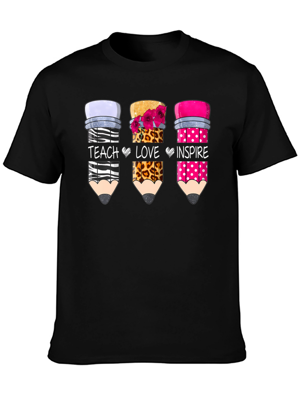 Teach Love Inspire Pencil Design T-Shirt