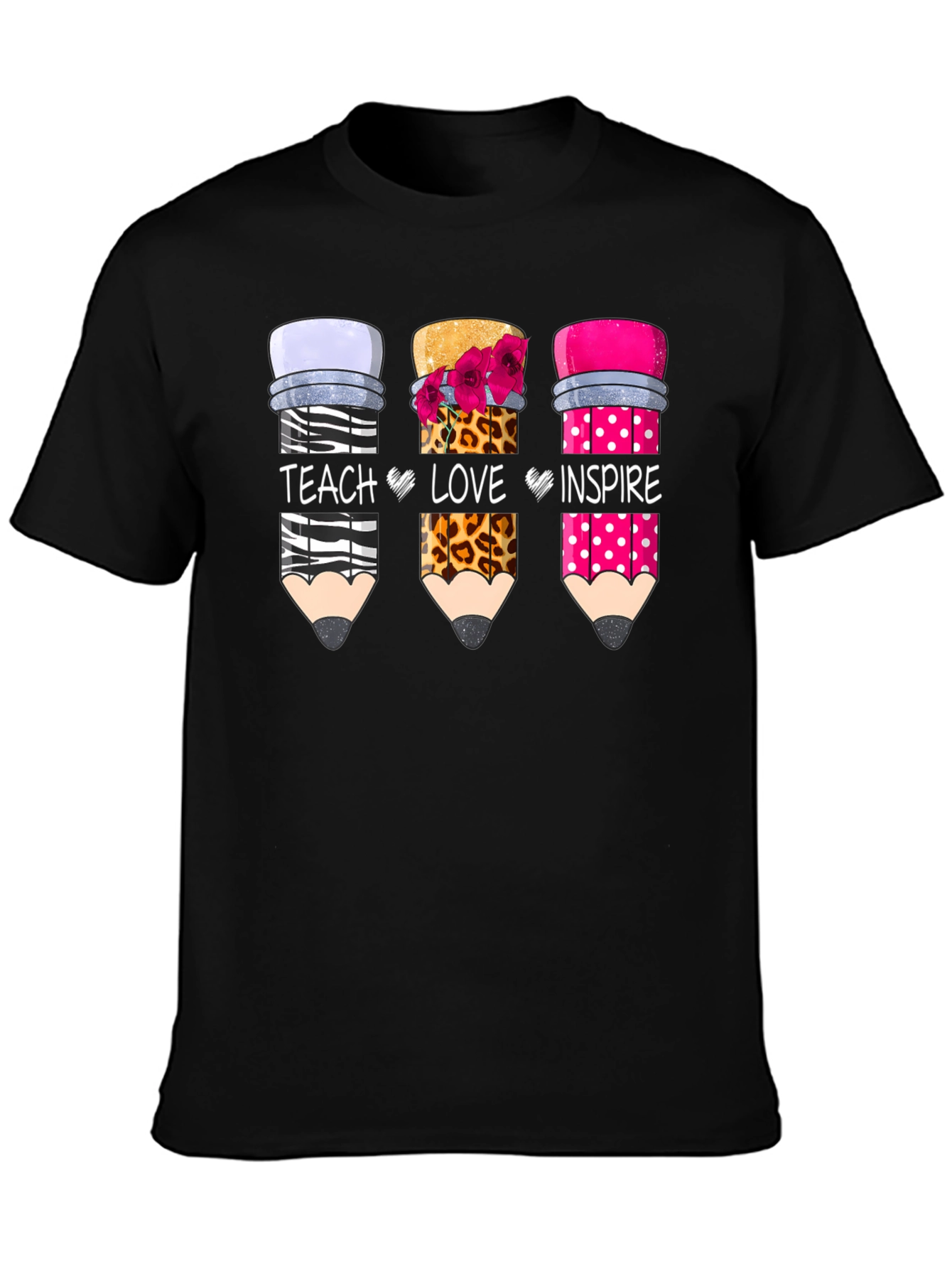 Teach Love Inspire Pencil Design T-Shirt