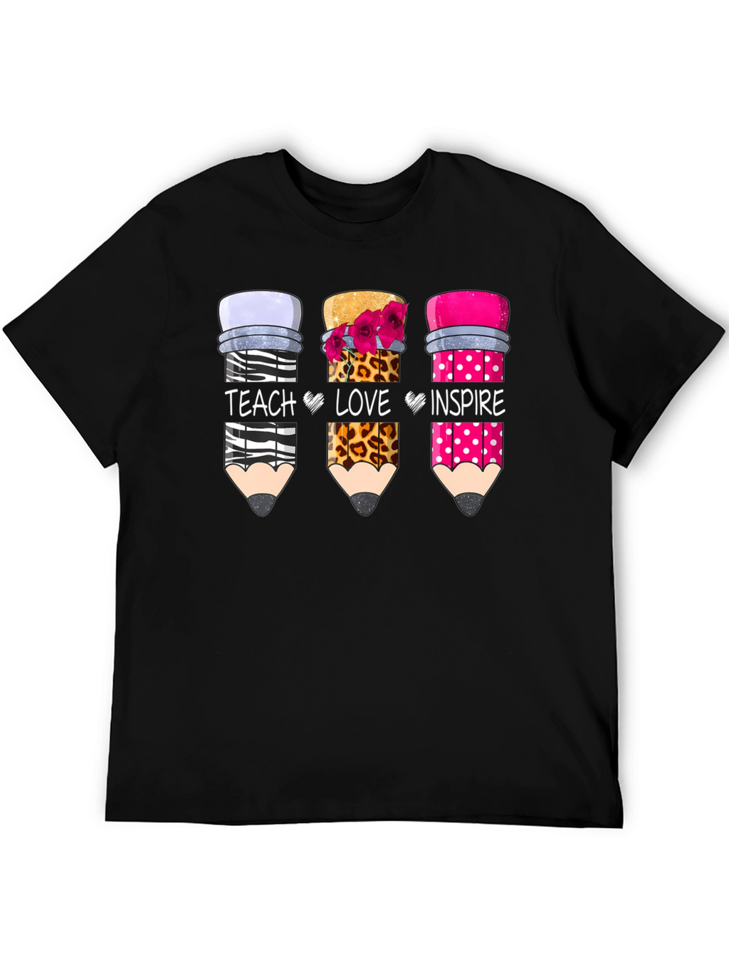 Teach Love Inspire Pencil Design T-Shirt
