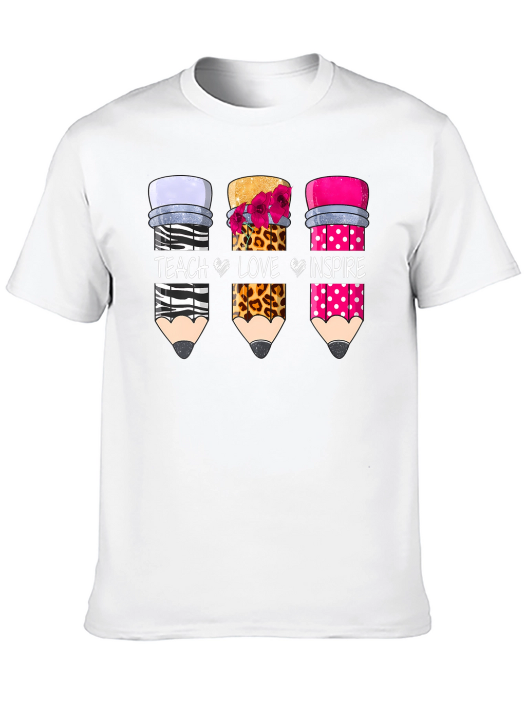 Teach Love Inspire Pencil Design T-Shirt