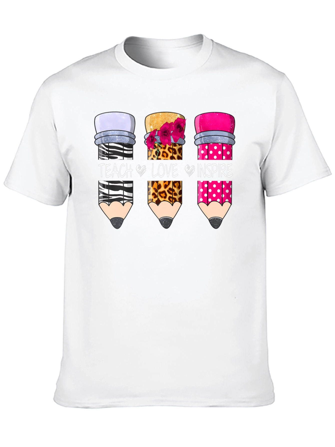 Teach Love Inspire Pencil Design T-Shirt