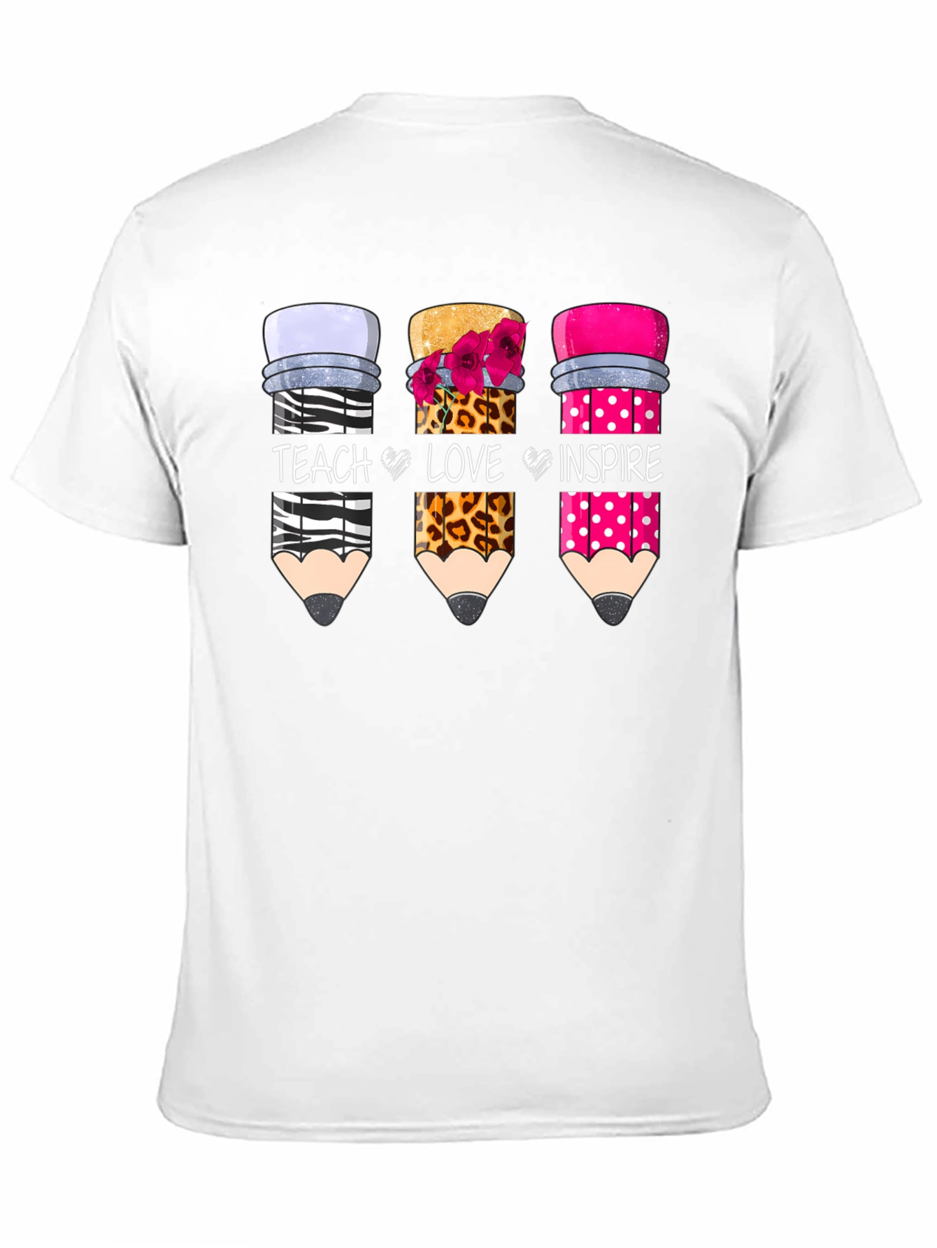 Teach Love Inspire Pencil Design T-Shirt