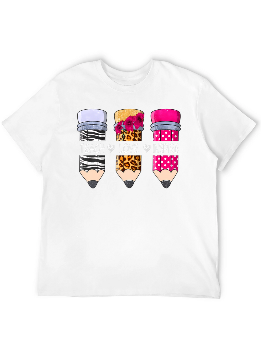 Teach Love Inspire Pencil Design T-Shirt