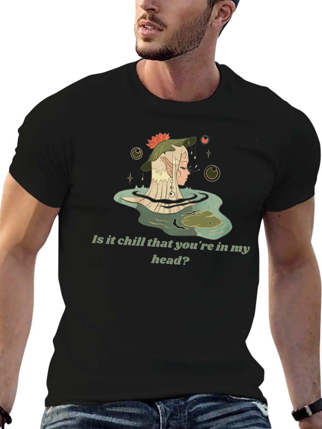 Chill Elf in Water Graphic Tee - Black