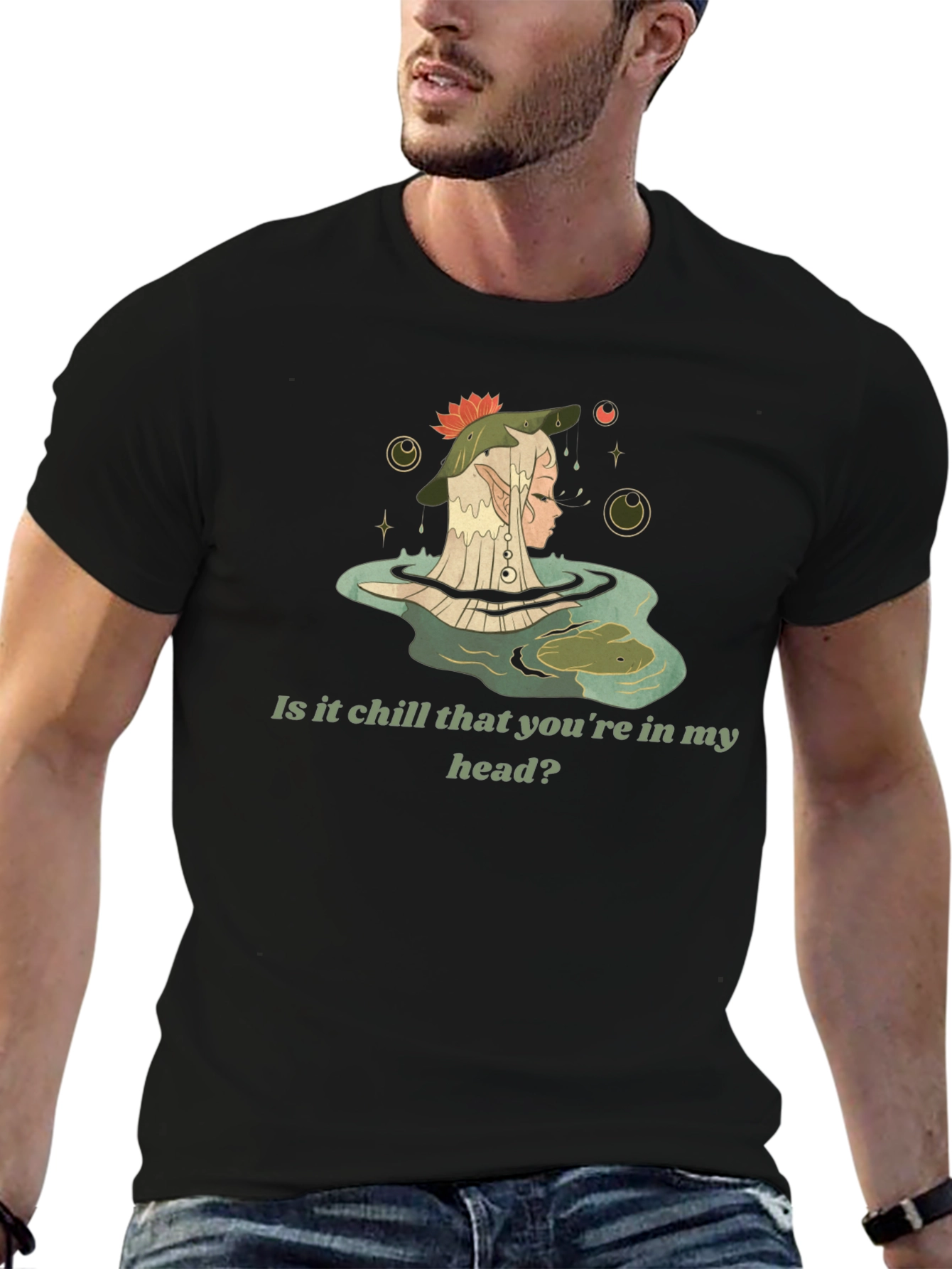 Chill Elf in Water Graphic Tee - Black
