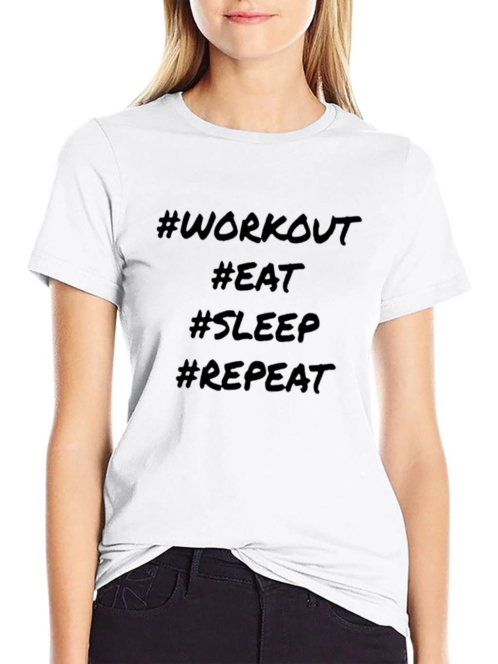 Workout Eat Sleep Repeat Black Graphic Tee