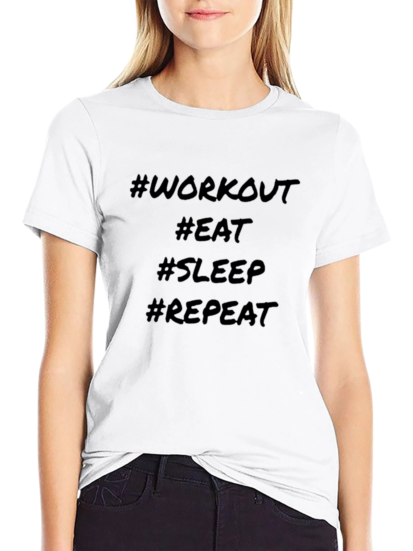 Workout Eat Sleep Repeat Black Graphic Tee