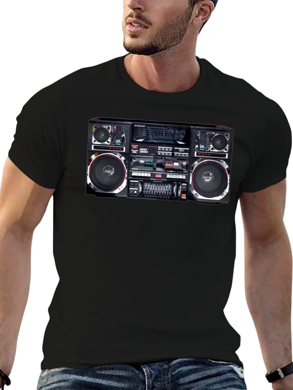 Retro Boombox Graphic T-Shirt - Classic 80s Style