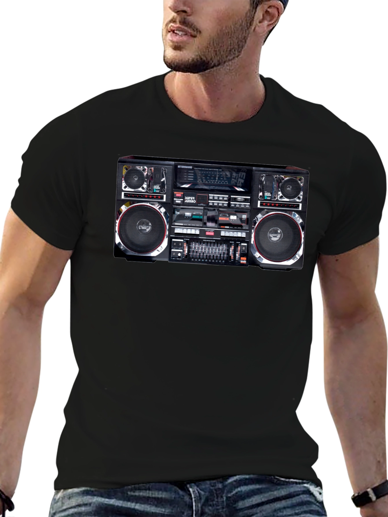 Retro Boombox Graphic T-Shirt - Classic 80s Style