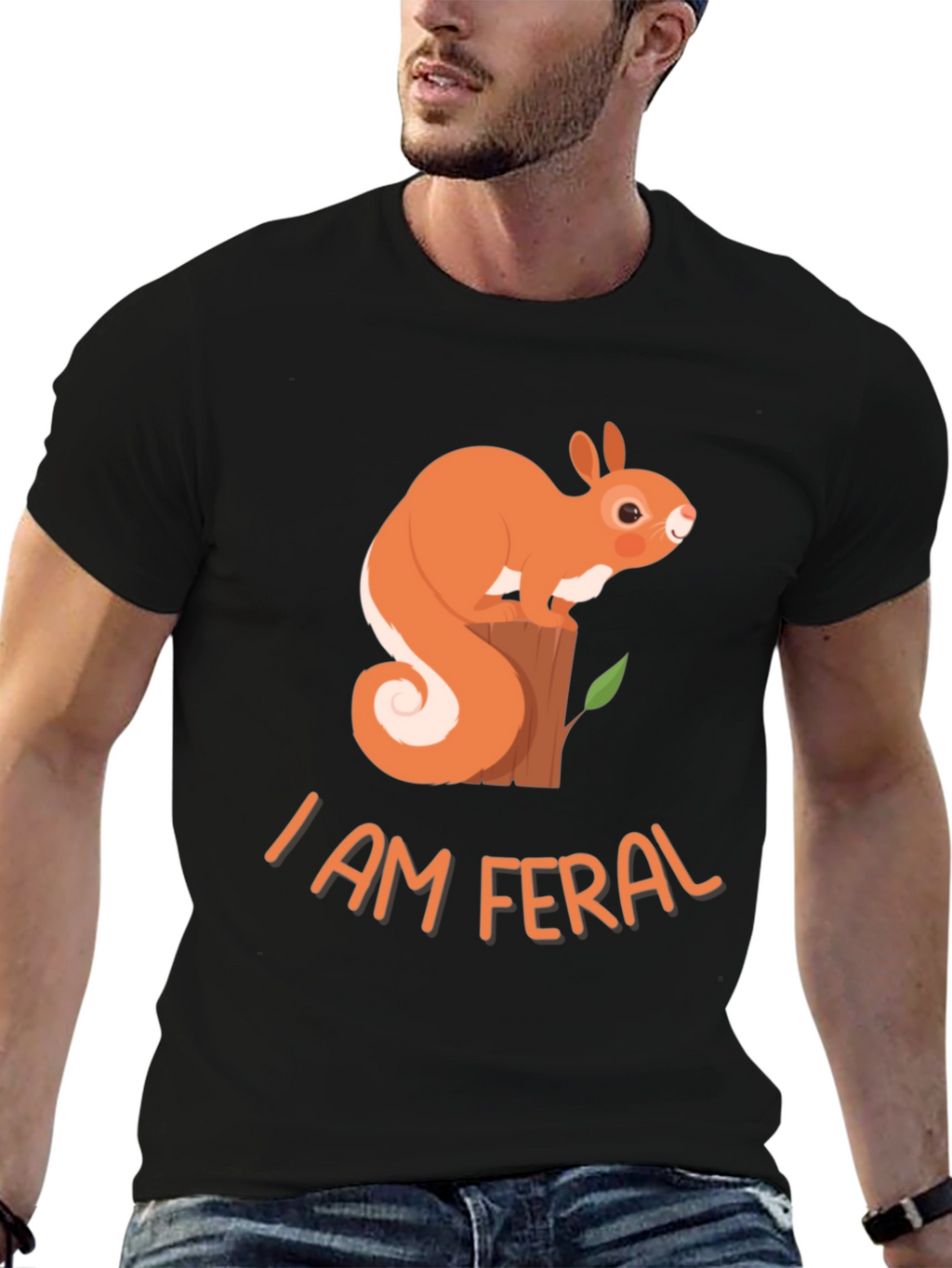 I Am Feral Squirrel Graphic Tee - Black