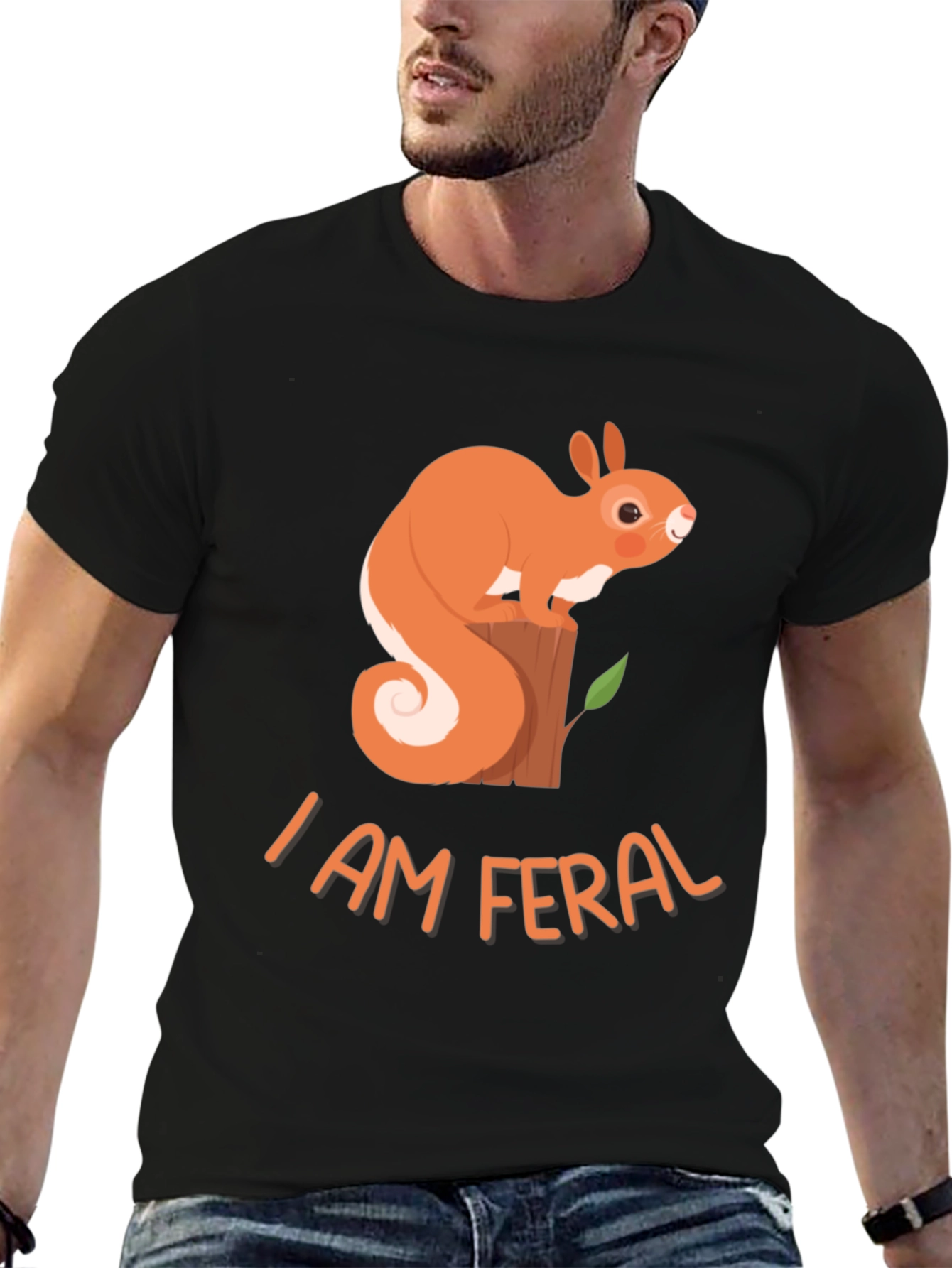 I Am Feral Squirrel Graphic Tee - Black