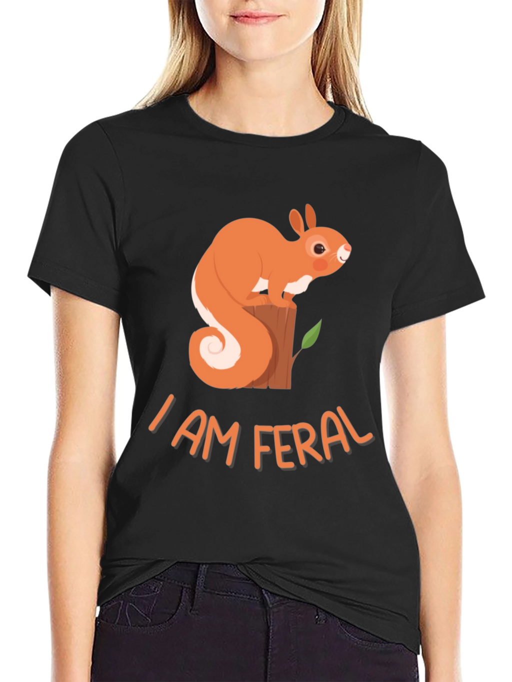 I Am Feral Squirrel Graphic Tee - Black