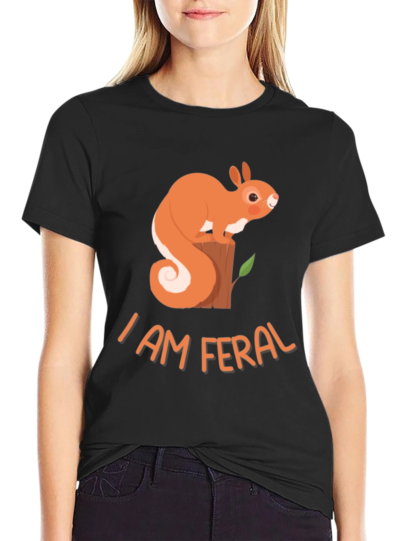 I Am Feral Squirrel Graphic Tee - Black