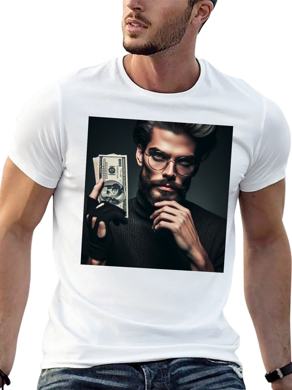 Money Man Graphic Tee - Sleek Black T-Shirt