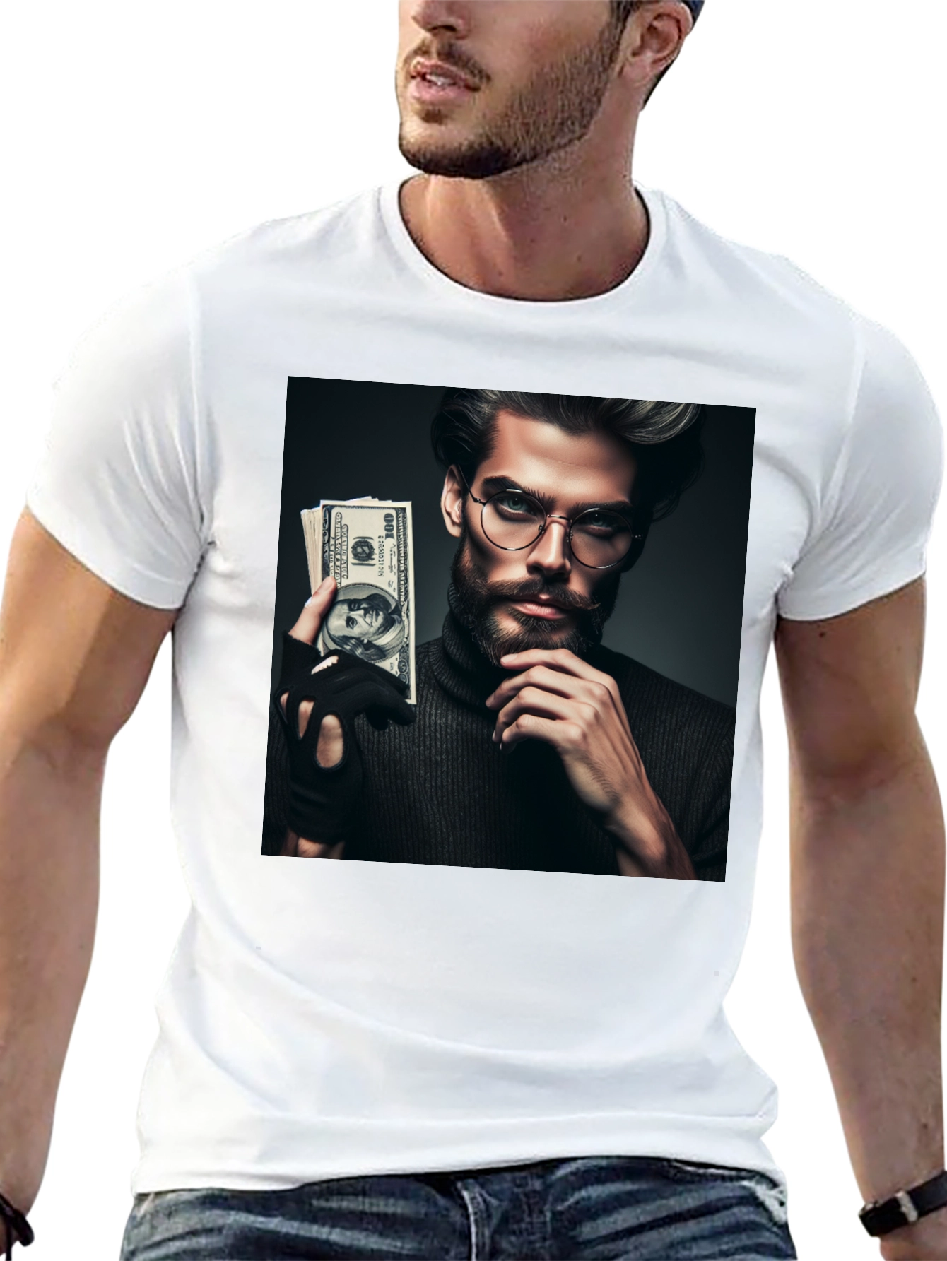Money Man Graphic Tee - Sleek Black T-Shirt