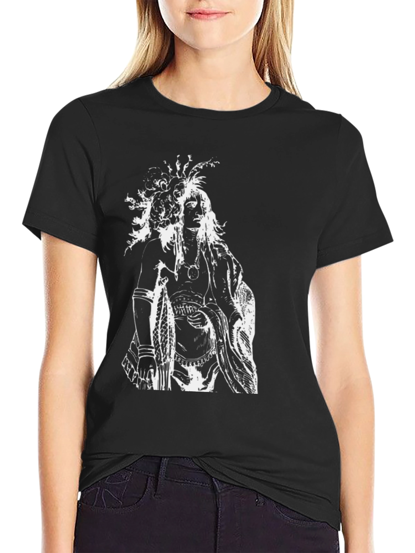 Native American Graphic Tee - Black Cotton Shirt