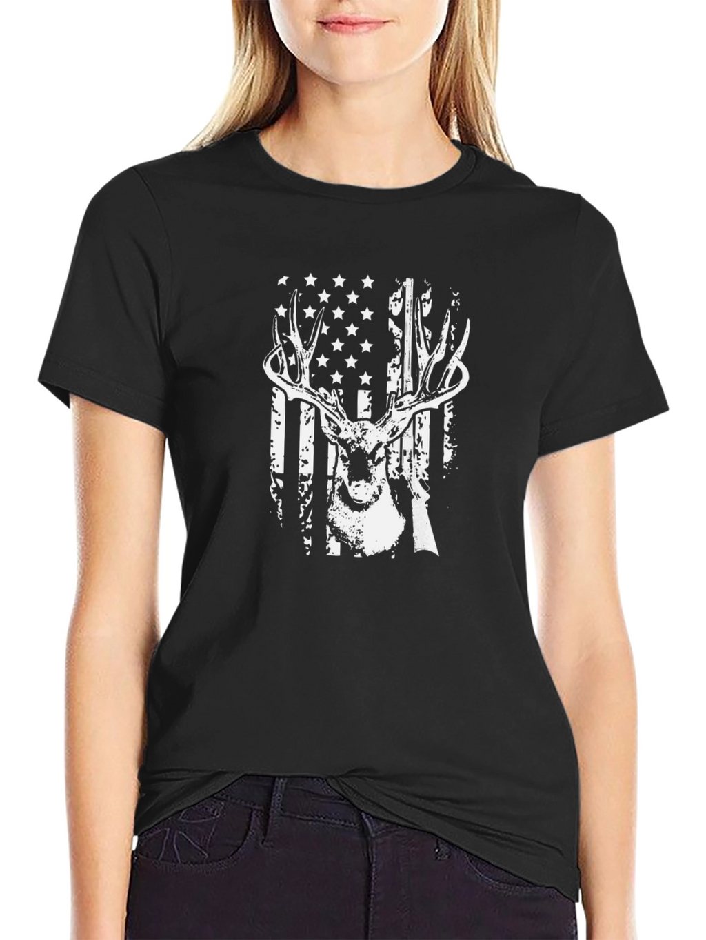 Deer Hunting American Flag Graphic Tee