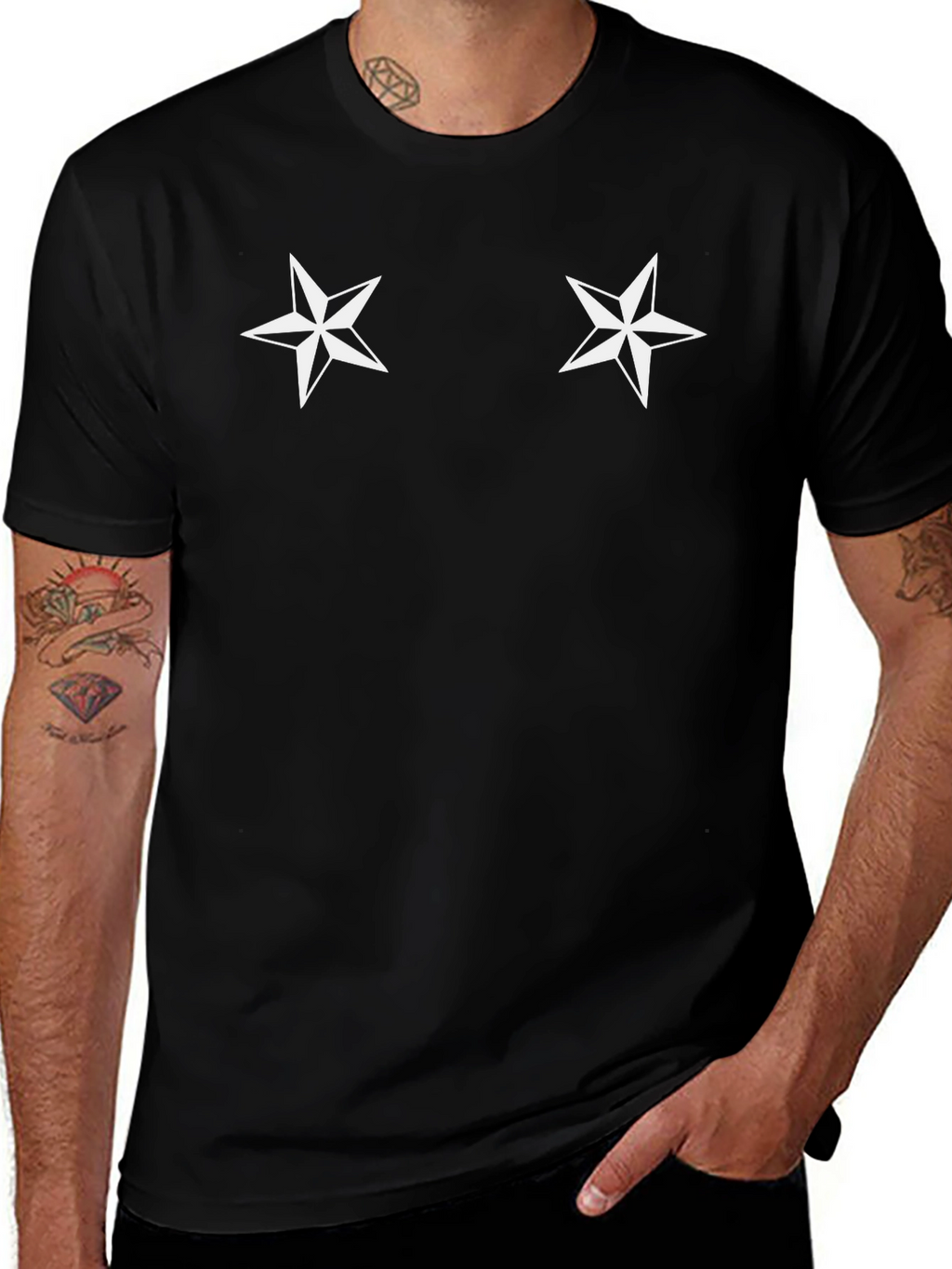 Nautical Star Graphic Tee - Classic Black Cotton