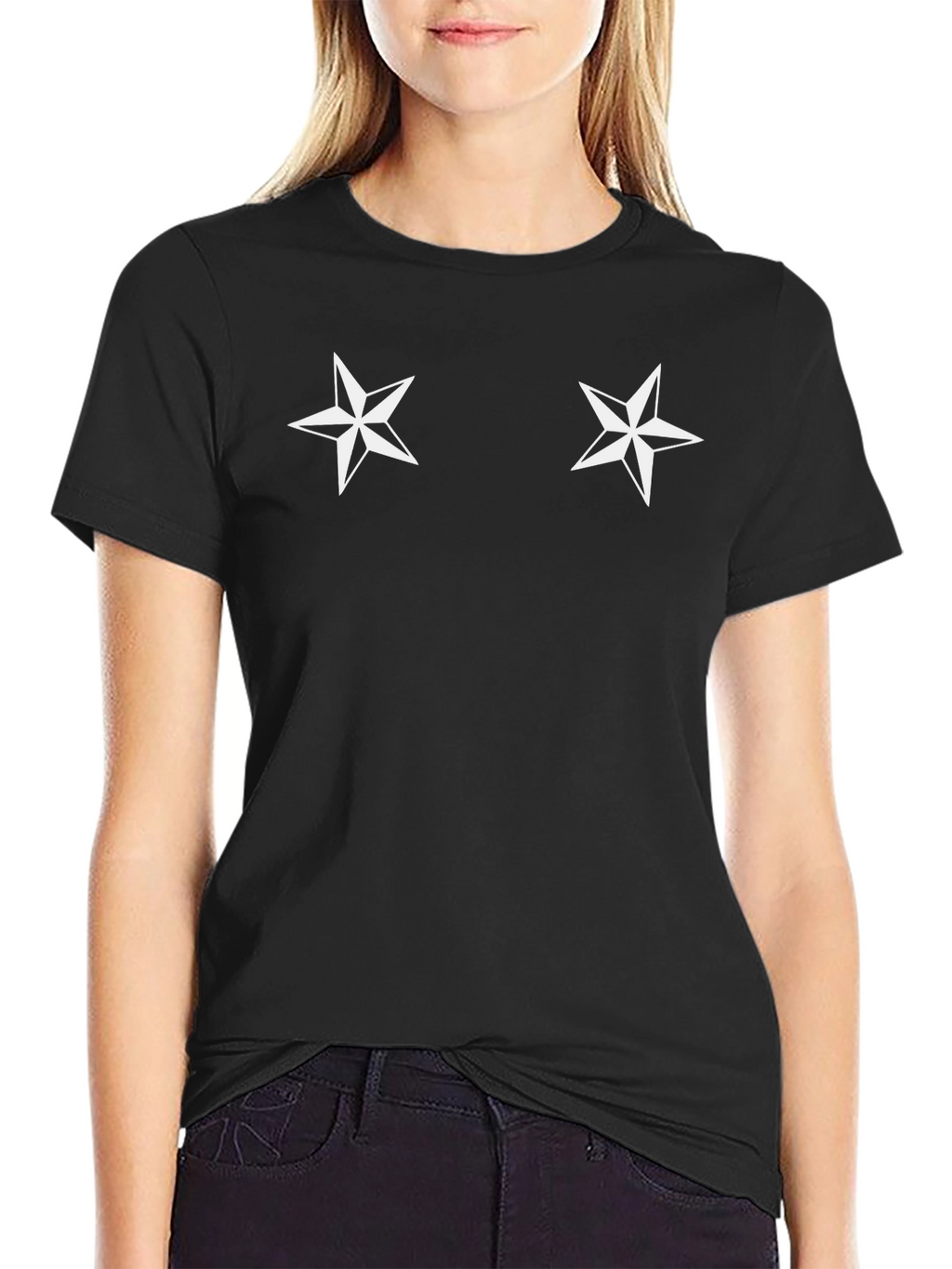 Nautical Star Graphic Tee - Classic Black Cotton