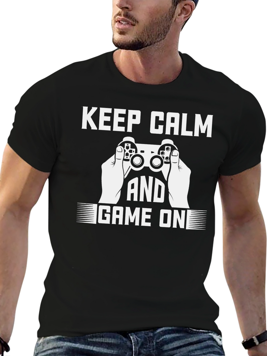 Keep Calm and Game On Black T-Shirt
