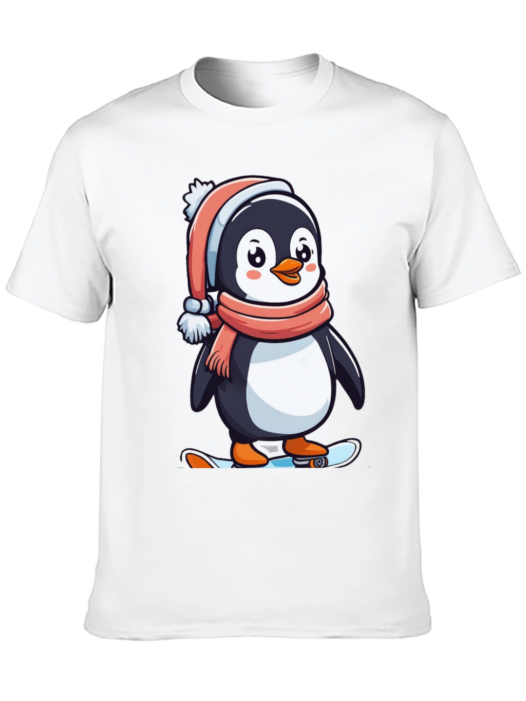 Penguin Skateboarder Black T-Shirt