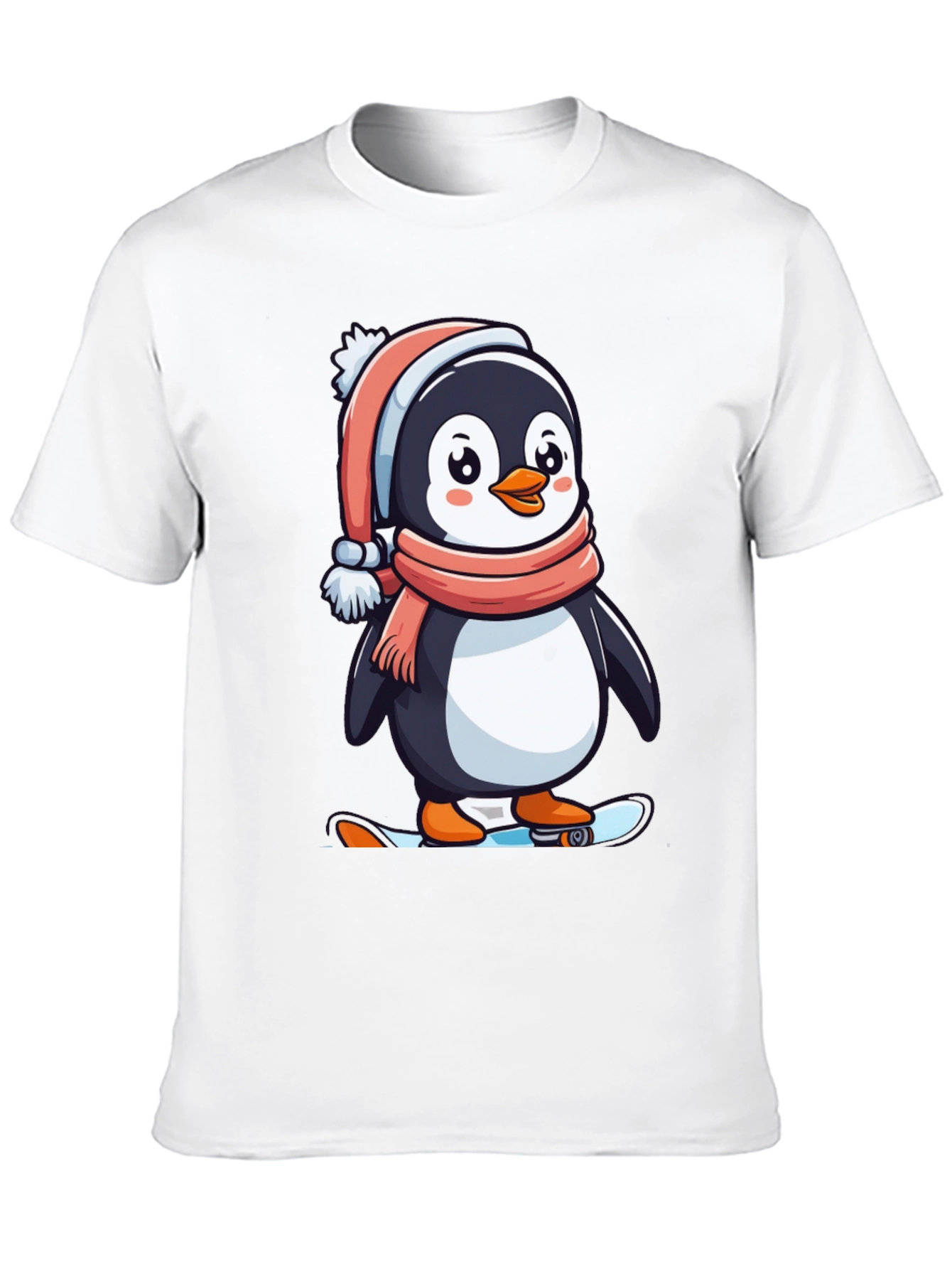 Penguin Skateboarder Black T-Shirt
