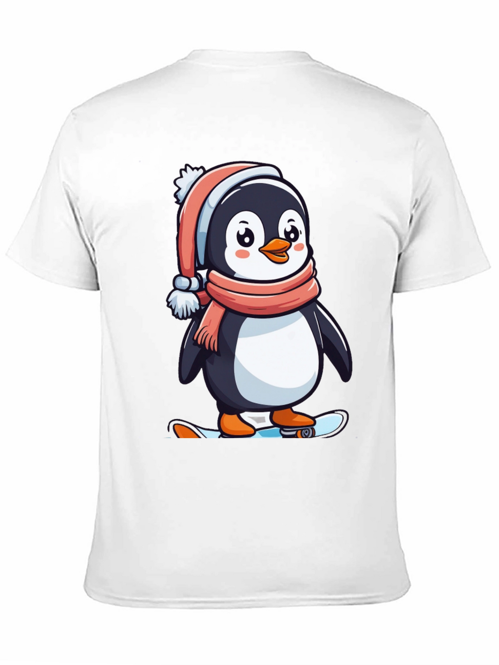 Penguin Skateboarder Black T-Shirt