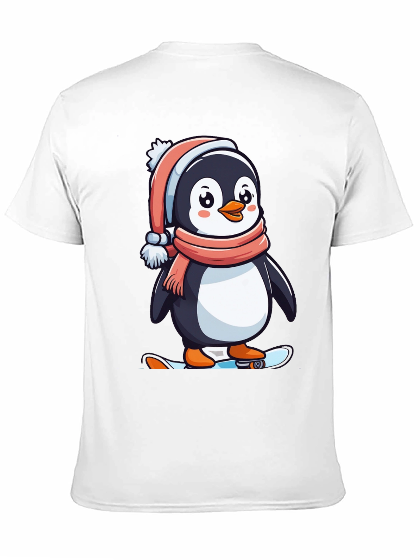 Penguin Skateboarder Black T-Shirt