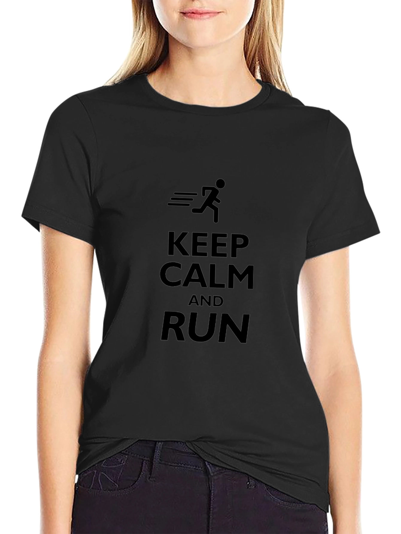 Keep Calm and Run Black T-Shirt