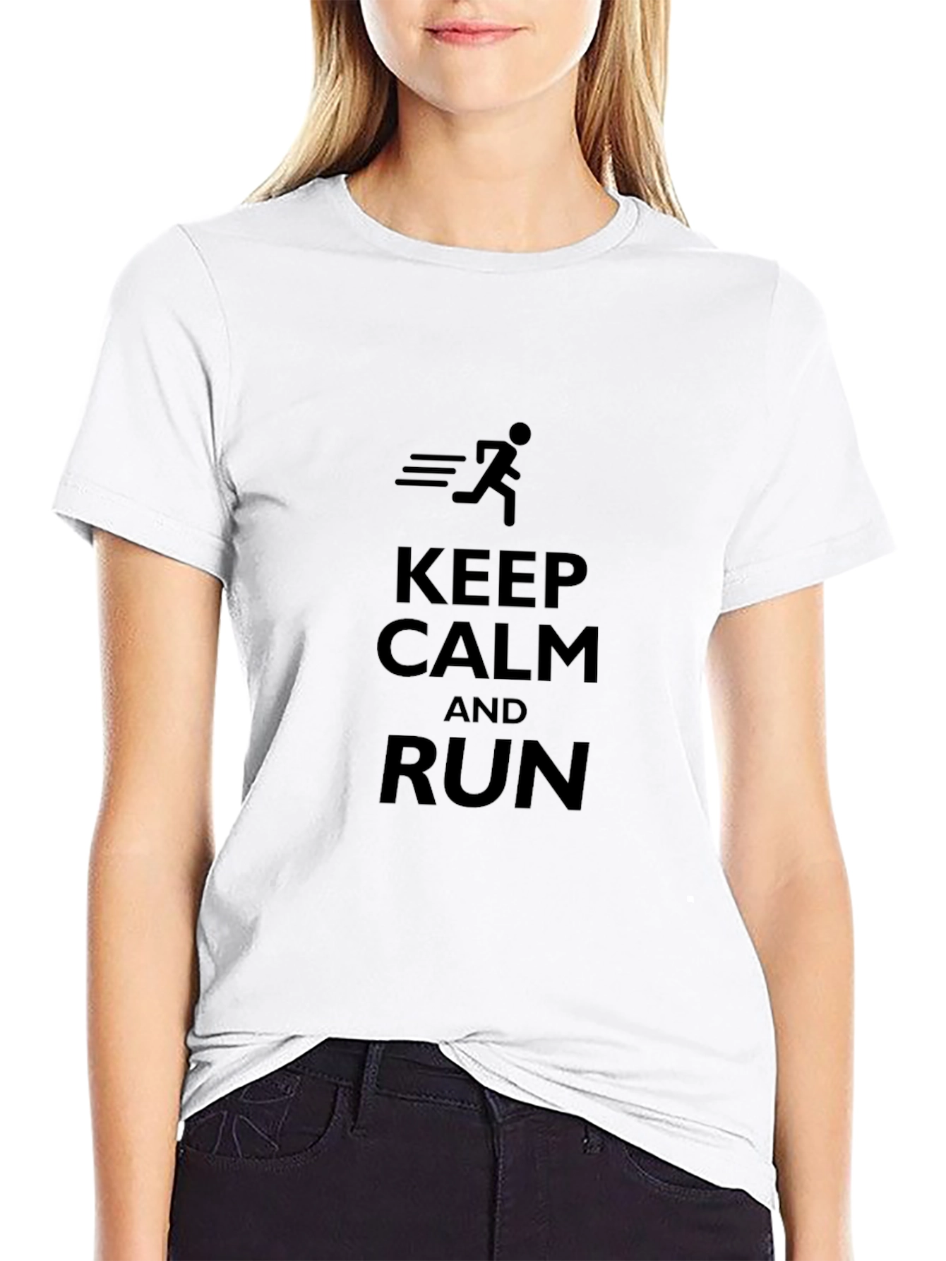 Keep Calm and Run Black T-Shirt