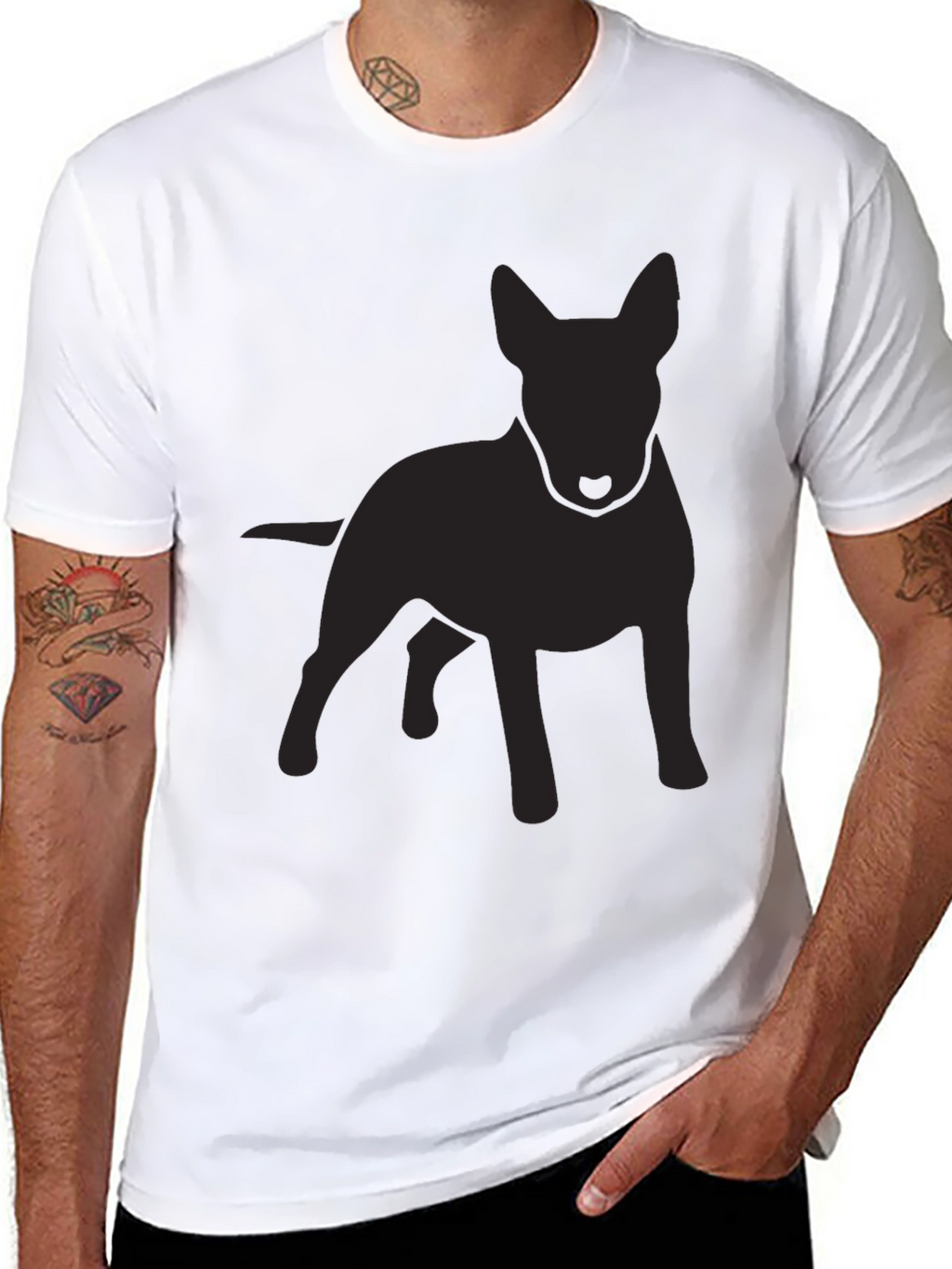 Mens Black Bull Terrier Silhouette T-Shirt