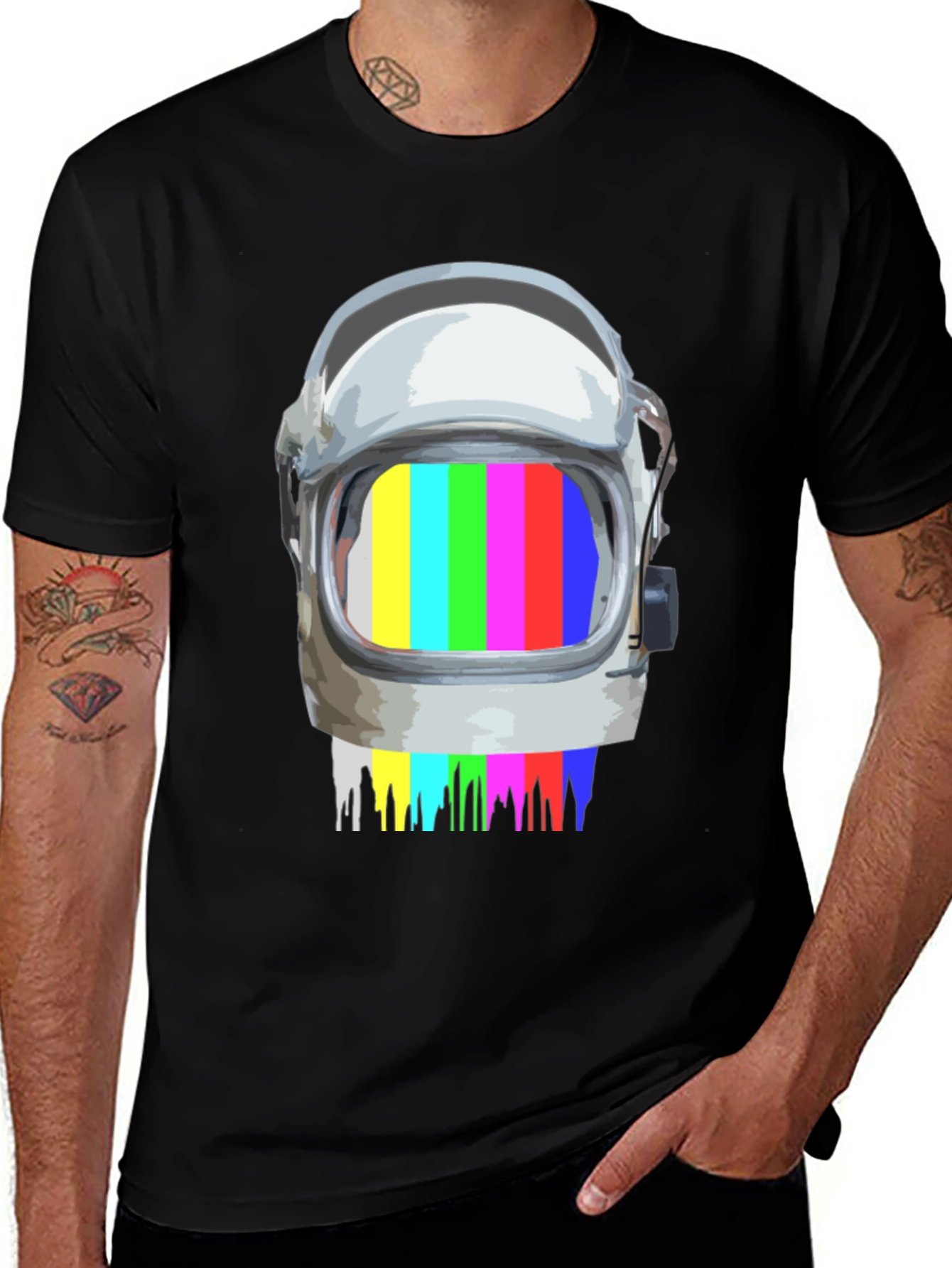 Retro Astronaut Helmet Glitch T-Shirt